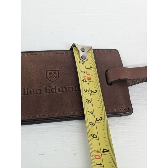 Allen Edmonds Brown Leather Luggage Tag Rare Luxury Mens - Picture 5 of 6
